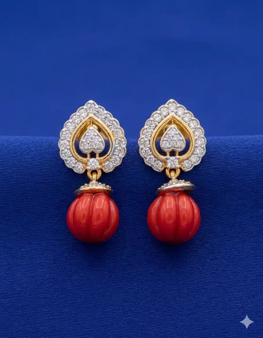 Original Prominent Red coral earrings