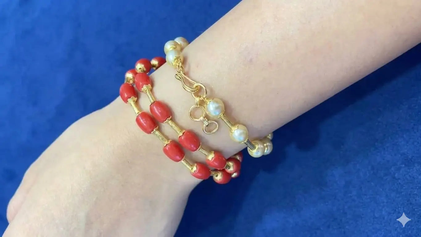 Coral bracelet pair