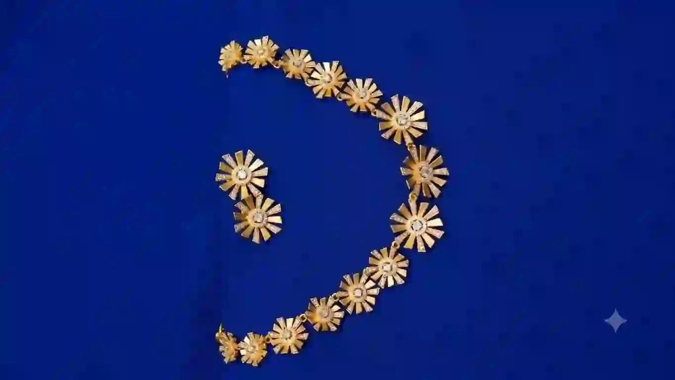 Gold Plated Sunflower Necklace & Earring Set