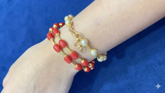 Coral bracelet pair